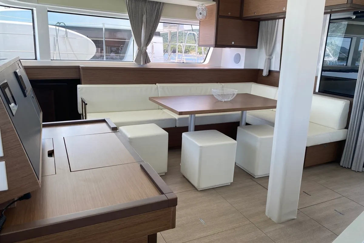 Salon of Naka, a Lagoon 52F catamaran at Tonnarella, Italy