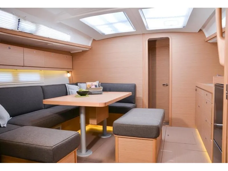 Salon of Daiquiri, a Dufour 460 Grand Large sailboat at Athens, Greece