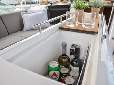 Deck of Daiquiri, a Dufour 460 Grand Large sailboat at Athens, Greece