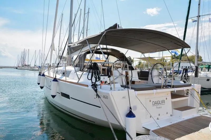 Exterior view of Daiquiri, a Dufour 460 Grand Large sailboat at Athens, Greece
