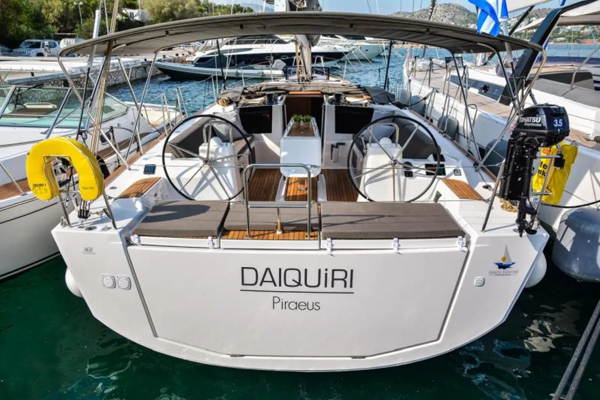 Exterior view of Daiquiri, a Dufour 460 Grand Large sailboat at Athens, Greece