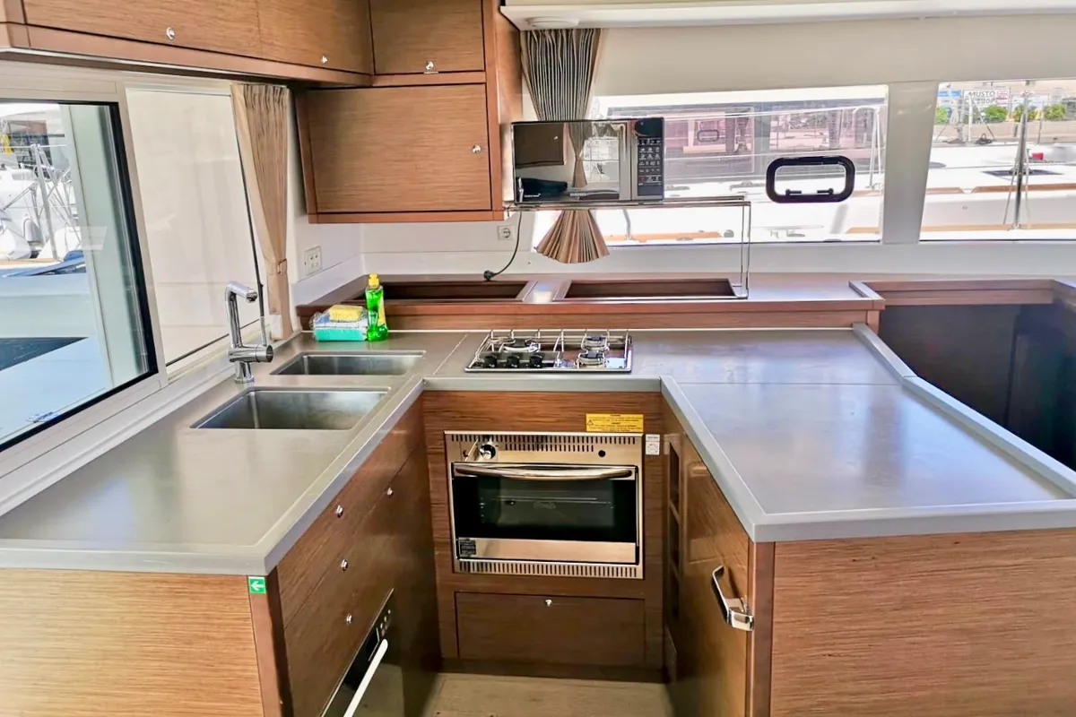 Galley of GRAND DELUXE, a Lagoon 450 catamaran at Grad Šibenik, Croatia