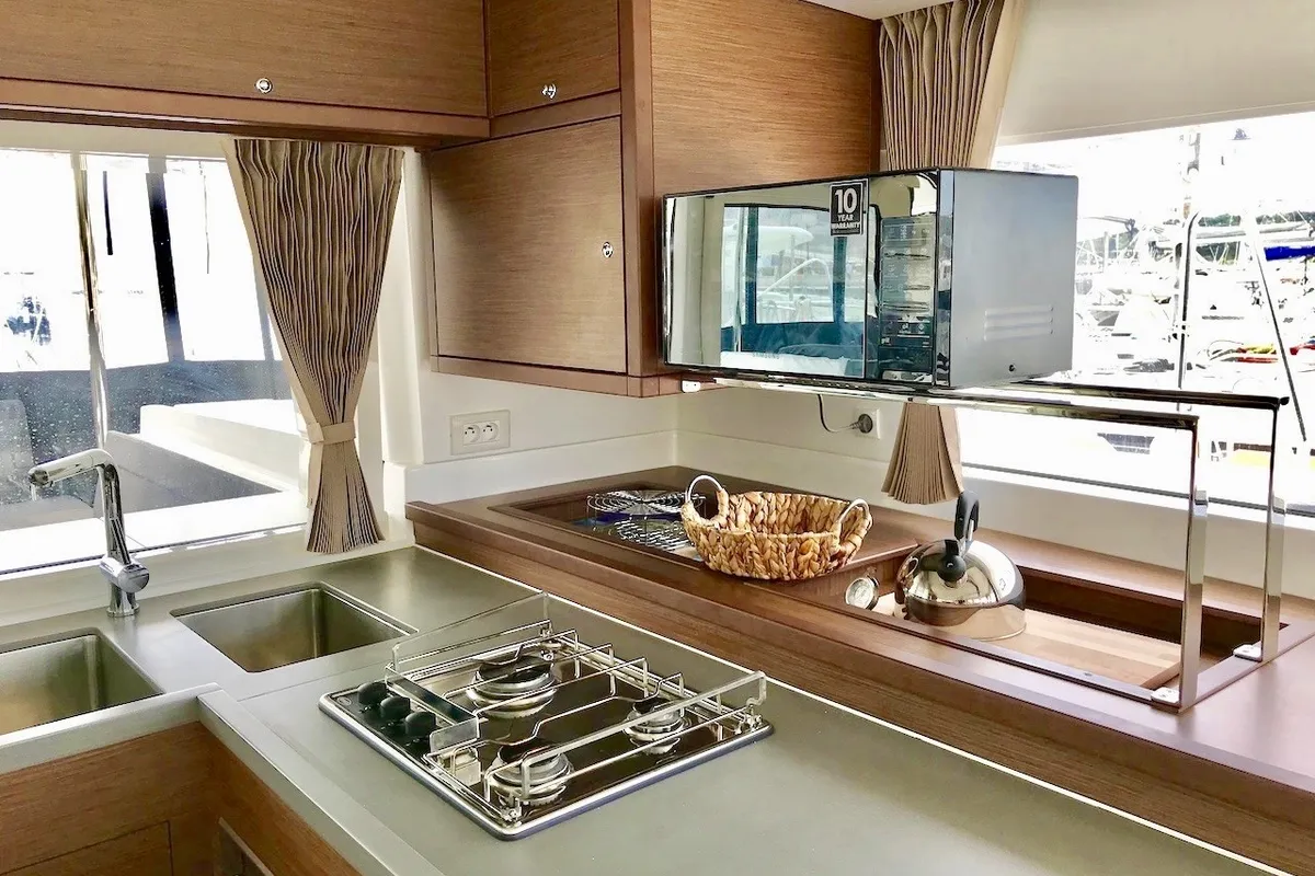 Galley of GRAND DELUXE, a Lagoon 450 catamaran at Grad Šibenik, Croatia