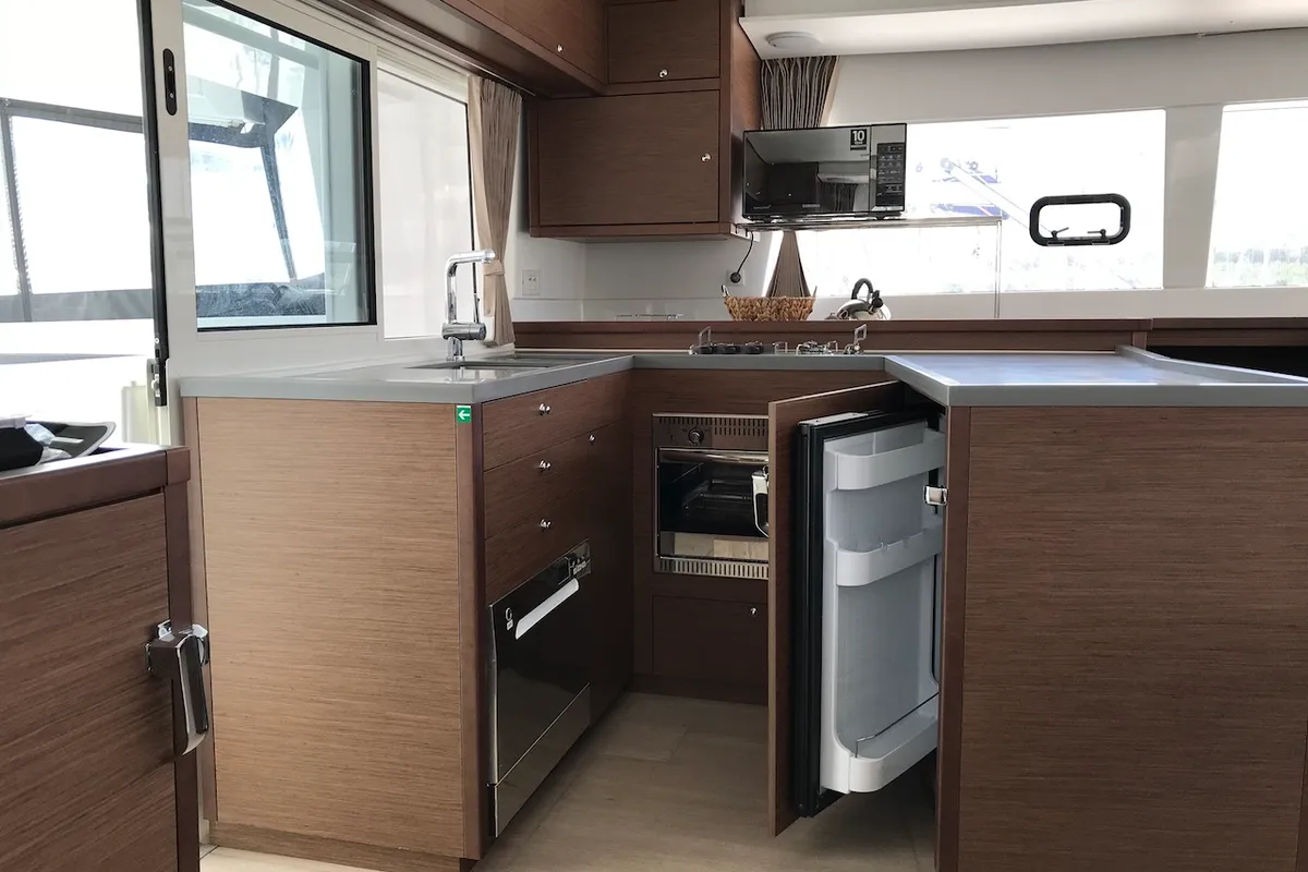 Galley of GRAND DELUXE, a Lagoon 450 catamaran at Grad Šibenik, Croatia