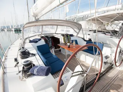 Cockpit of VENUS, a Beneteau First 45 sailboat at Grad Kaštela, Croatia
