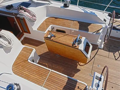 Deck of Vela Tonka, a Bavaria Cruiser 51 sailboat at Split, Croatia