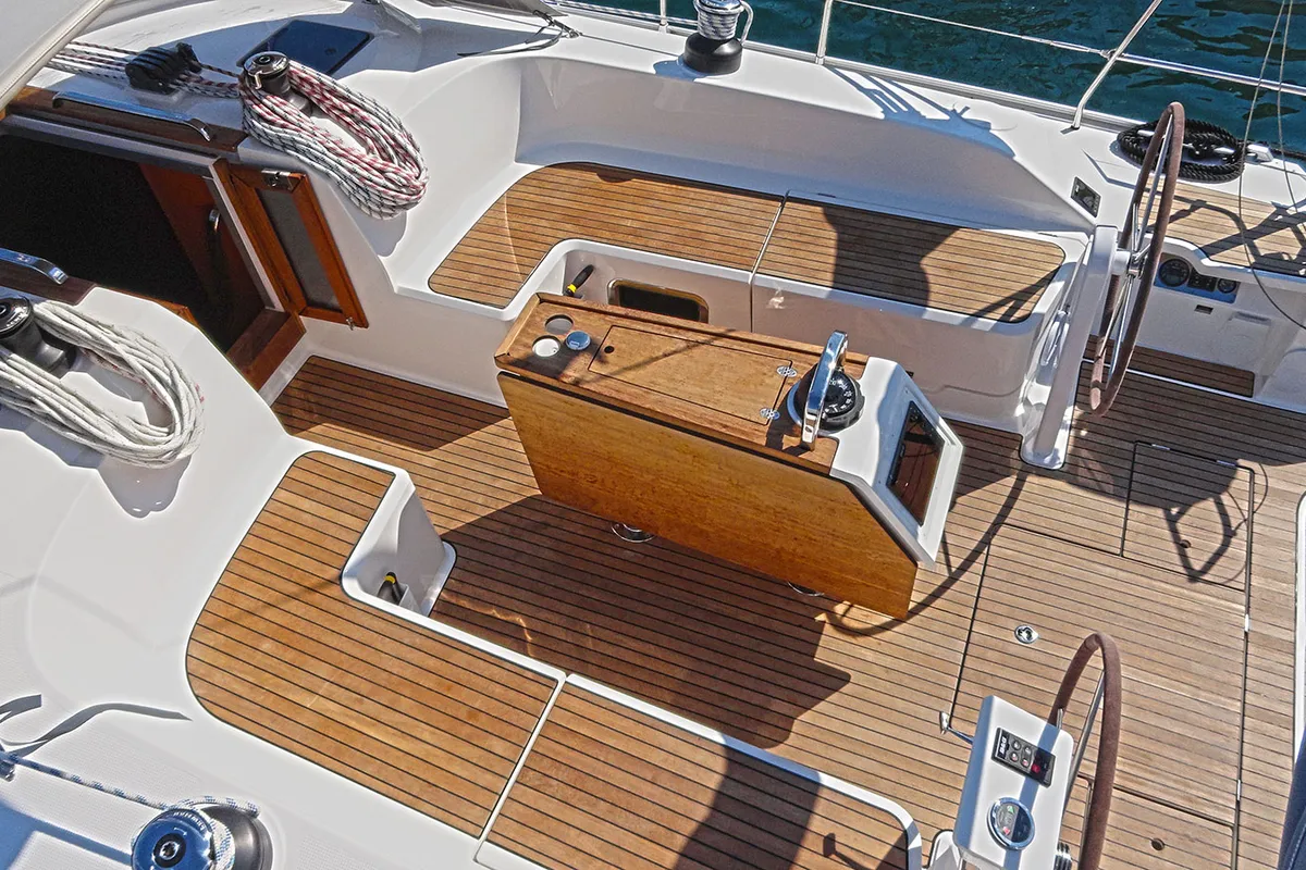 Deck of Vela Tonka, a Bavaria Cruiser 51 sailboat at Split, Croatia