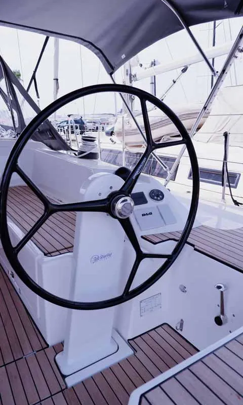 Cockpit of Alesia, a Bavaria C38 sailboat at Palma de Mallorca, Spain