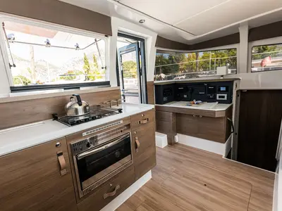 Galley of Elifcim, a Bali 4.2 OW catamaran at Marmaris, Turkey