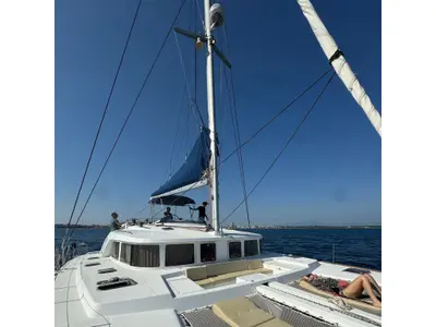 Deck of Ginevra, a Lagoon 440 catamaran at Nettuno, Italy