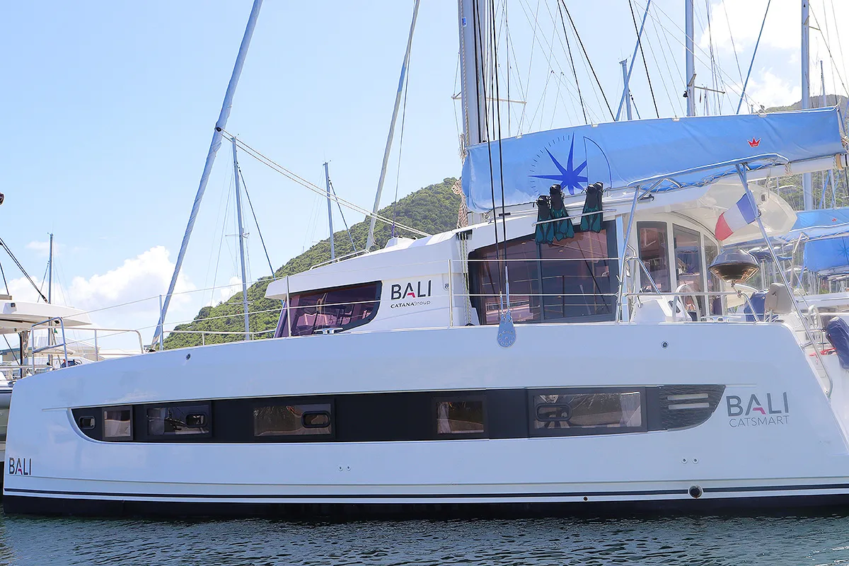 Exterior view of Tehani_X, a Bali Catsmart catamaran at Road Town, British Virgin Islands