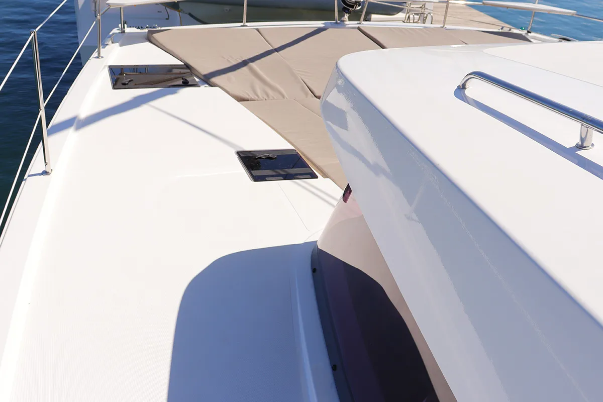 Deck of Tehani_X, a Bali Catsmart catamaran at Road Town, British Virgin Islands