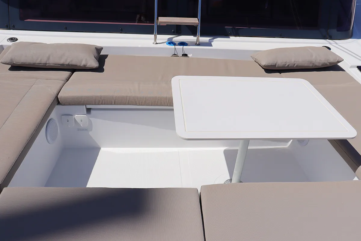 Deck of Tehani_X, a Bali Catsmart catamaran at Road Town, British Virgin Islands