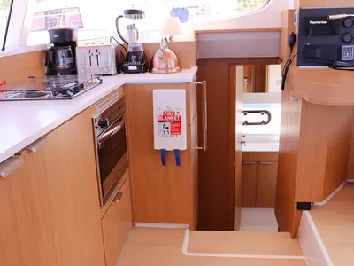 Galley of Tehani_X, a Bali Catsmart catamaran at Road Town, British Virgin Islands