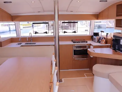 Salon of Tehani_X, a Bali Catsmart catamaran at Road Town, British Virgin Islands