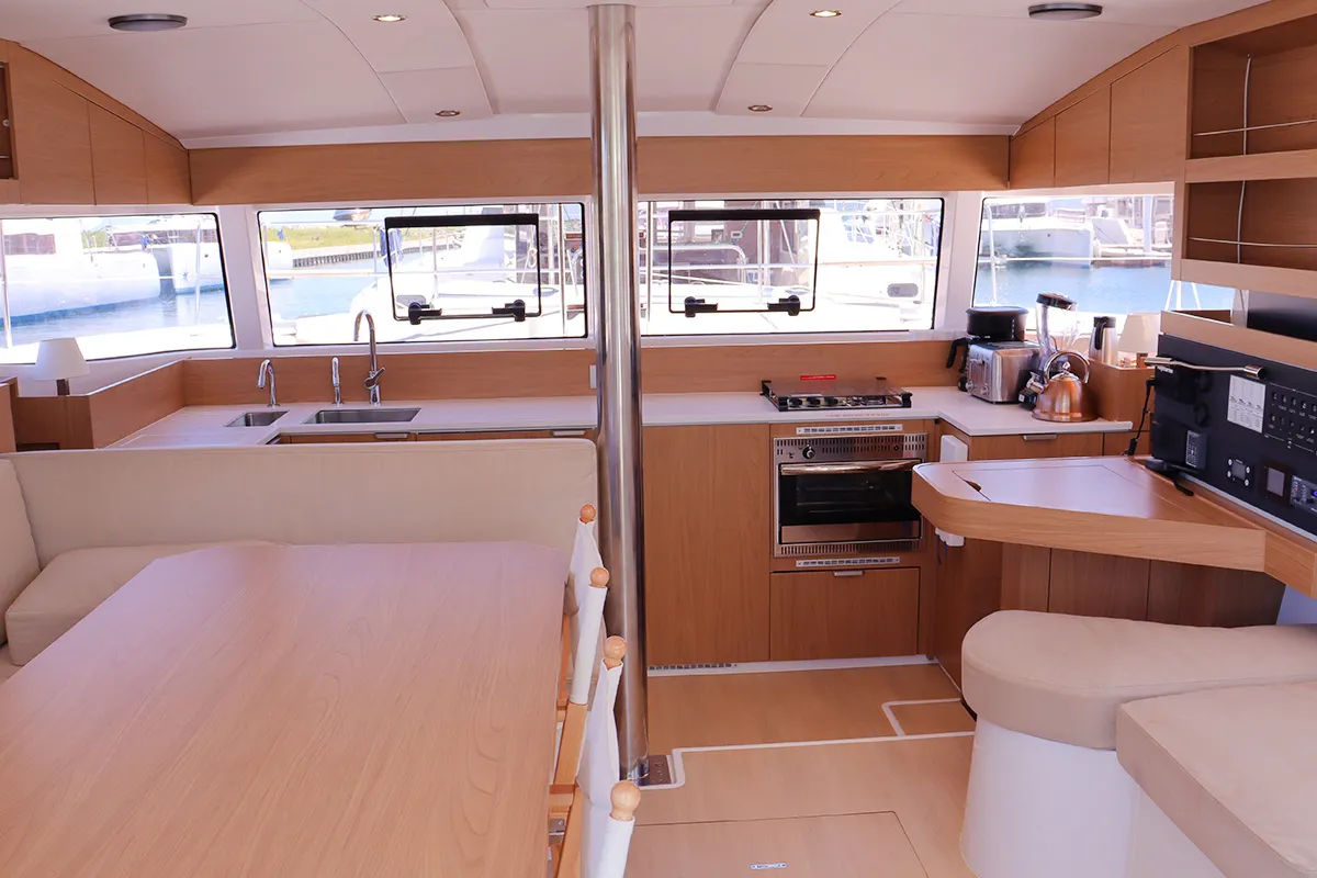 Salon of Tehani_X, a Bali Catsmart catamaran at Road Town, British Virgin Islands