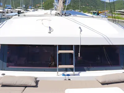 Deck of Tehani_X, a Bali Catsmart catamaran at Road Town, British Virgin Islands