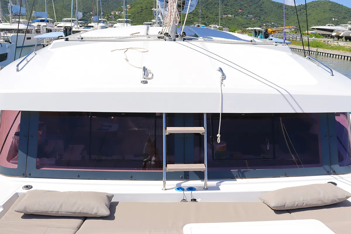 Deck of Tehani_X, a Bali Catsmart catamaran at Road Town, British Virgin Islands