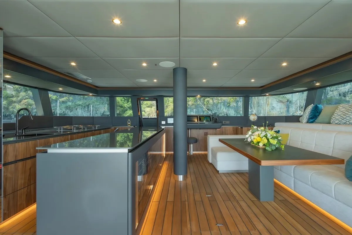 Galley of E-Motion, a Sunreef 60 E catamaran at Ko Kaeo, Thailand