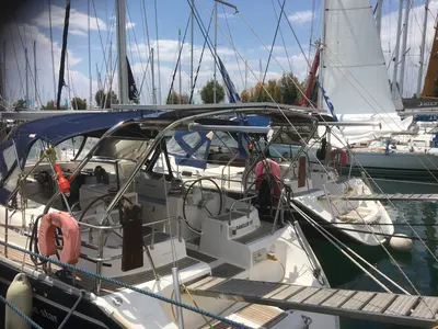 Deck of FanClub VII, a Ocean Star 51.2 sailboat at Athens, Greece