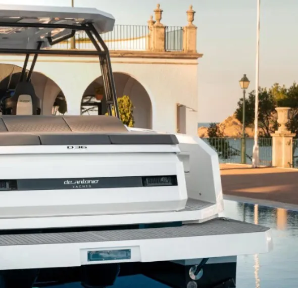 Black Family, a De Antonio D36 motorboat at Pozzuoli, Italy