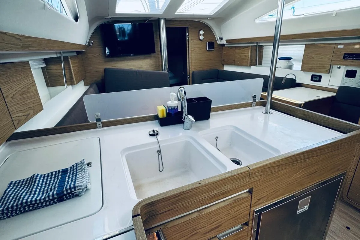 Galley of AVISA, a Elan Impression 40 sailboat at Novi Vinodolski, Croatia