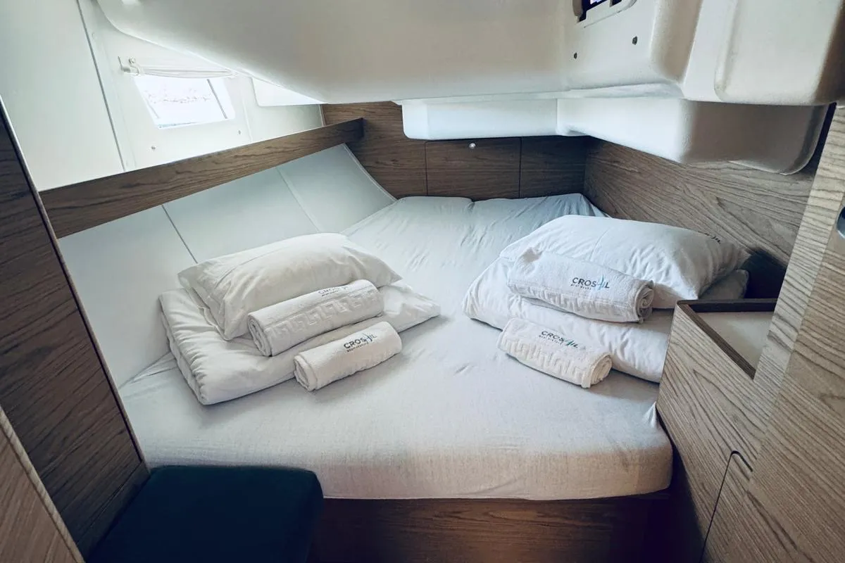 Cabin on AVISA, a Elan Impression 40 sailboat at Novi Vinodolski, Croatia