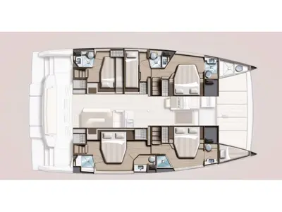 Floor plan of AURA, a Bali 4.8 catamaran at Municipal Unit of Nea Peramos, Greece