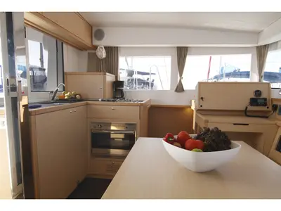 Galley of Lost Cat, a Lagoon 39 catamaran at Preveza, Greece