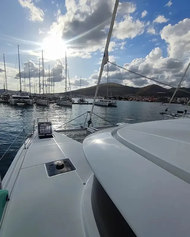 Deck of Coolway, a Lagoon 46 catamaran at Grad Trogir, Croatia