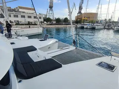 Deck of Coolway, a Lagoon 46 catamaran at Grad Trogir, Croatia