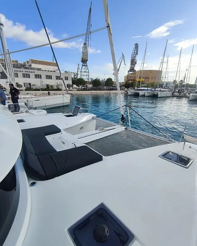 Deck of Coolway, a Lagoon 46 catamaran at Grad Trogir, Croatia