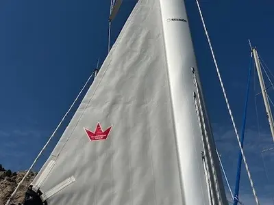 Salon of Spirit of Argo, a Bavaria C46 sailboat at Marseille, France