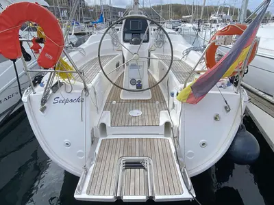 Cockpit of Seepocke, a Bavaria 31 Cruiser sailboat at Flensburg, Germany