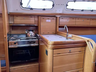 Galley of Seepocke, a Bavaria 31 Cruiser sailboat at Flensburg, Germany