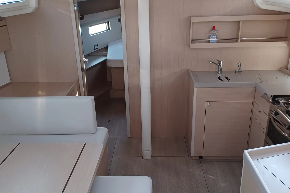 Salon of Elisa, a Beneteau Oceanis 40.1 sailboat at Punat, Croatia