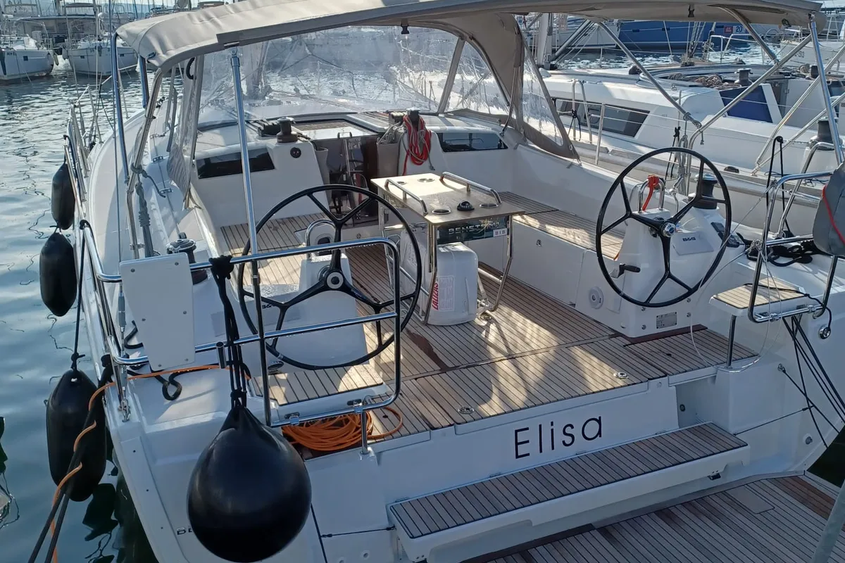 Cockpit of Elisa, a Beneteau Oceanis 40.1 sailboat at Punat, Croatia