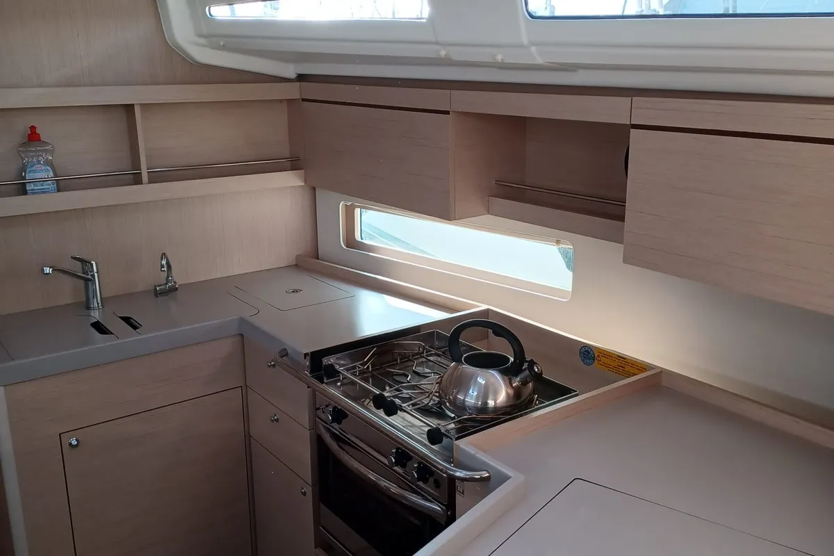 Galley of Elisa, a Beneteau Oceanis 40.1 sailboat at Punat, Croatia