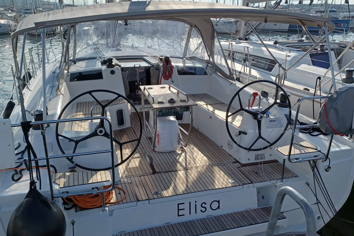 Cockpit of Elisa, a Beneteau Oceanis 40.1 sailboat at Punat, Croatia