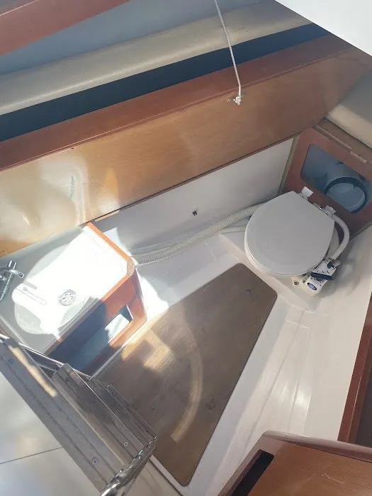 Head on Seladon II, a Beneteau Oceanis 50 sailboat at Lavreotiki Municipal Unit, Greece