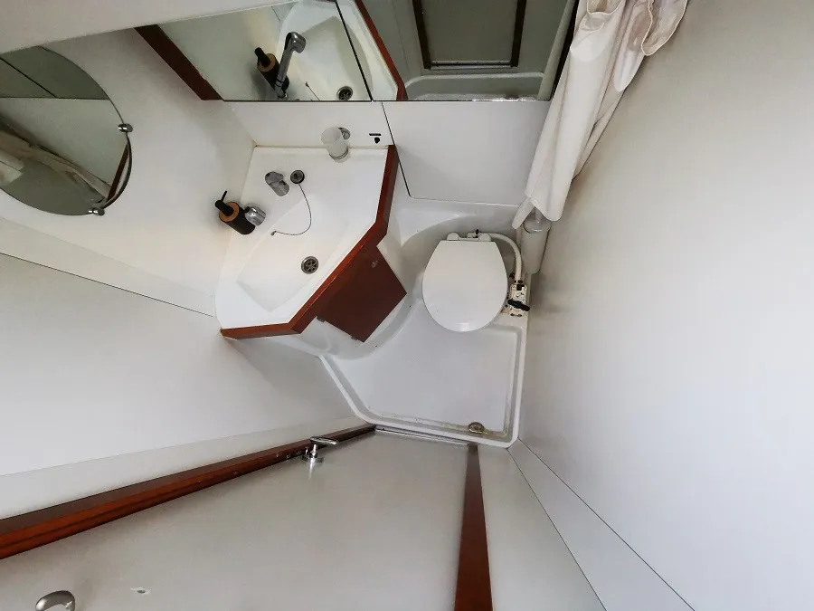 Head on Seladon II, a Beneteau Oceanis 50 sailboat at Lavreotiki Municipal Unit, Greece