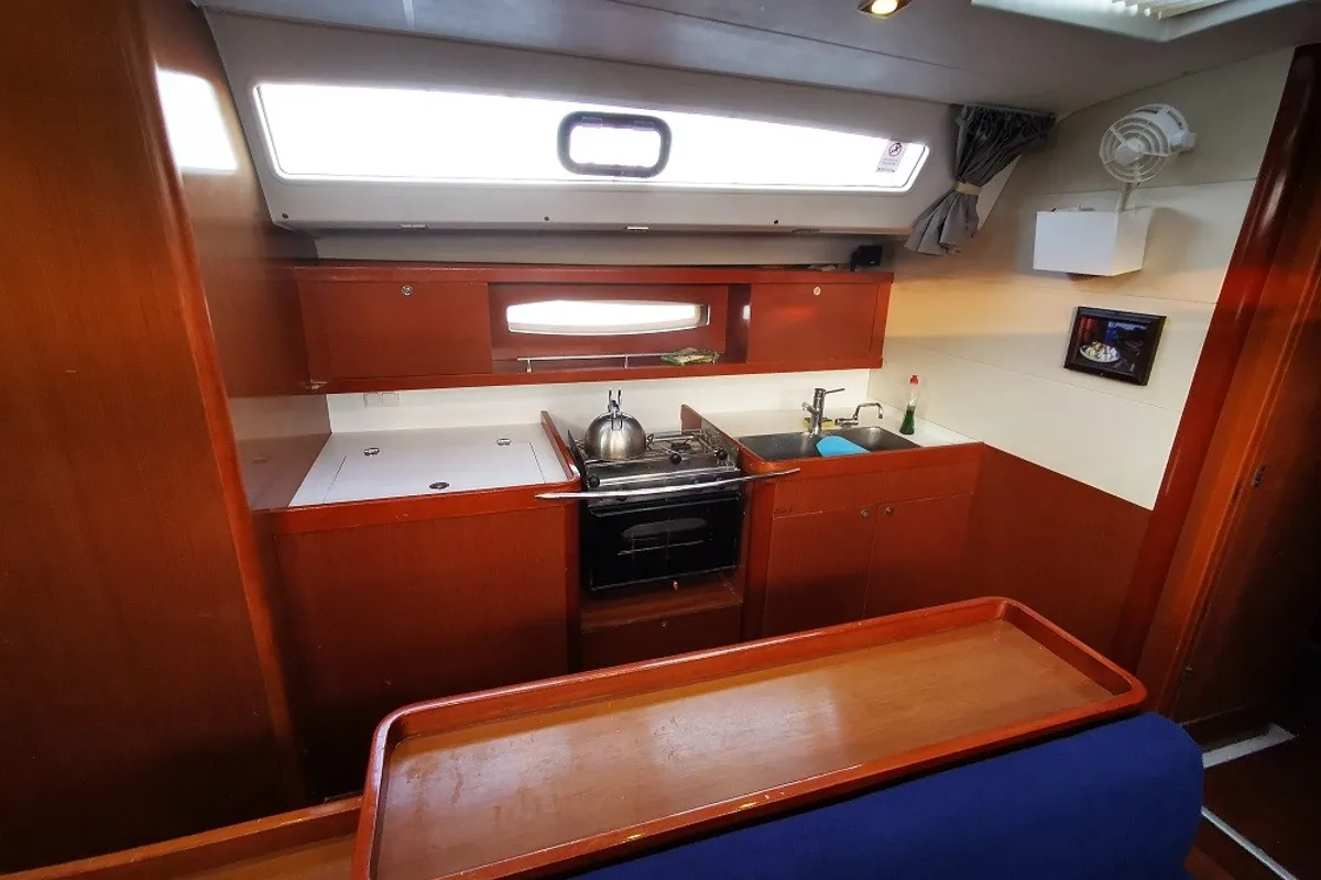 Galley of Seladon II, a Beneteau Oceanis 50 sailboat at Lavreotiki Municipal Unit, Greece