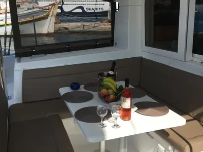 Deck of KALLISTI, a Lagoon 39 catamaran at Municipal Unit of Ellomenos, Greece