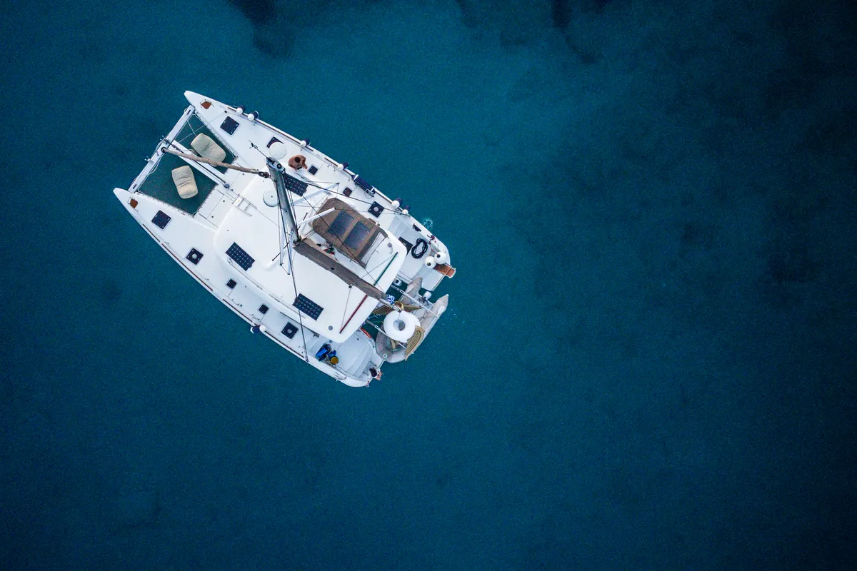 Exterior view of KALLISTI, a Lagoon 39 catamaran at Municipal Unit of Ellomenos, Greece