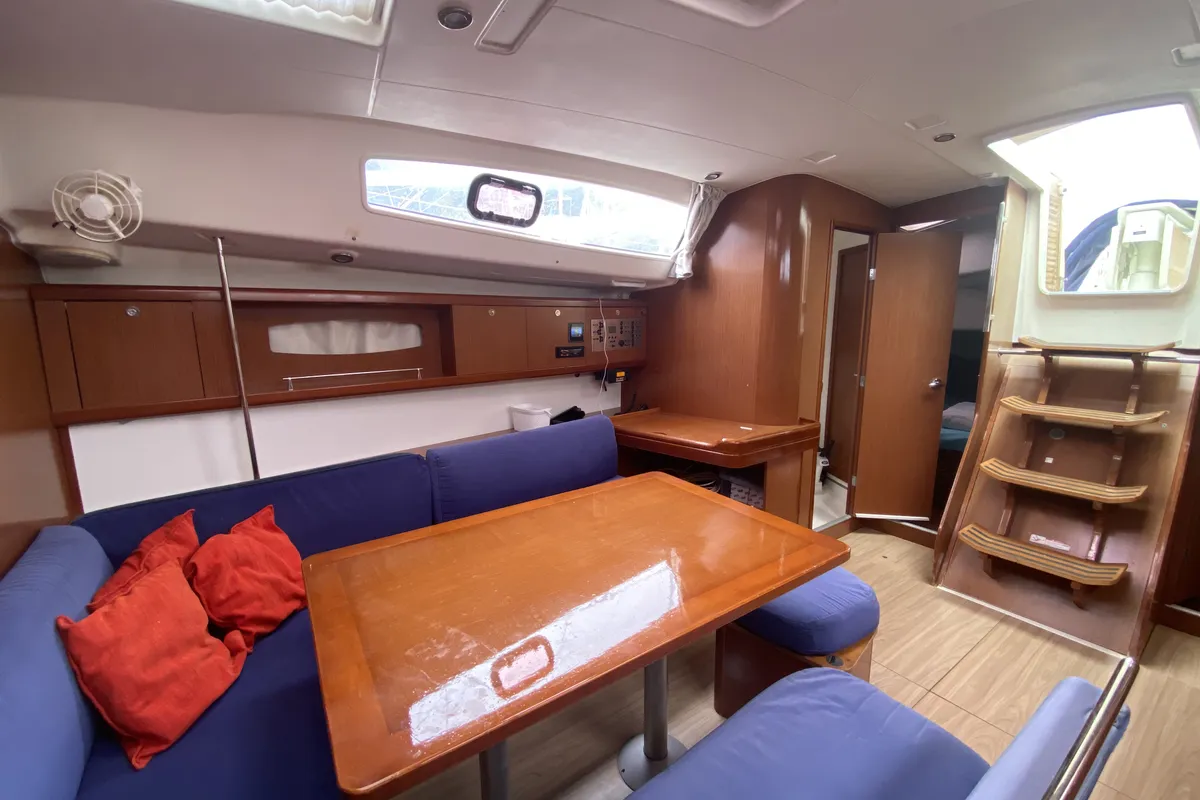 Salon of Bliss, a Beneteau Oceanis 43 sailboat at Fethiye, Turkey