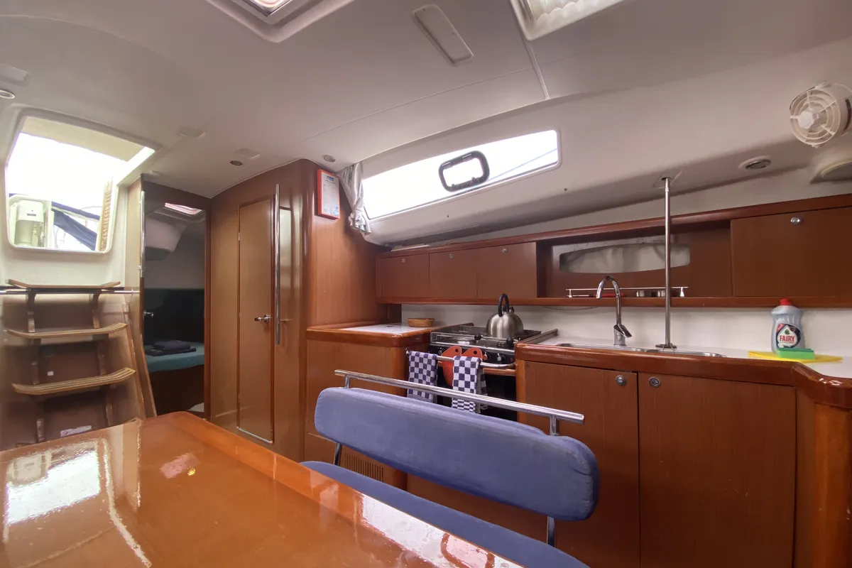 Galley of Bliss, a Beneteau Oceanis 43 sailboat at Fethiye, Turkey