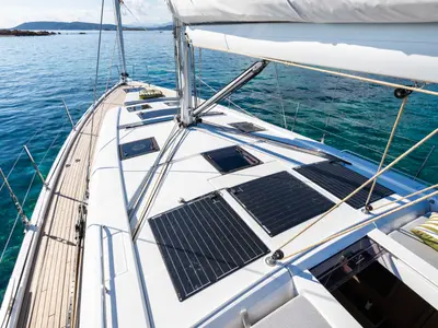 Deck of TINČIKA, a Beneteau Oceanis 52 sailboat at Split, Croatia