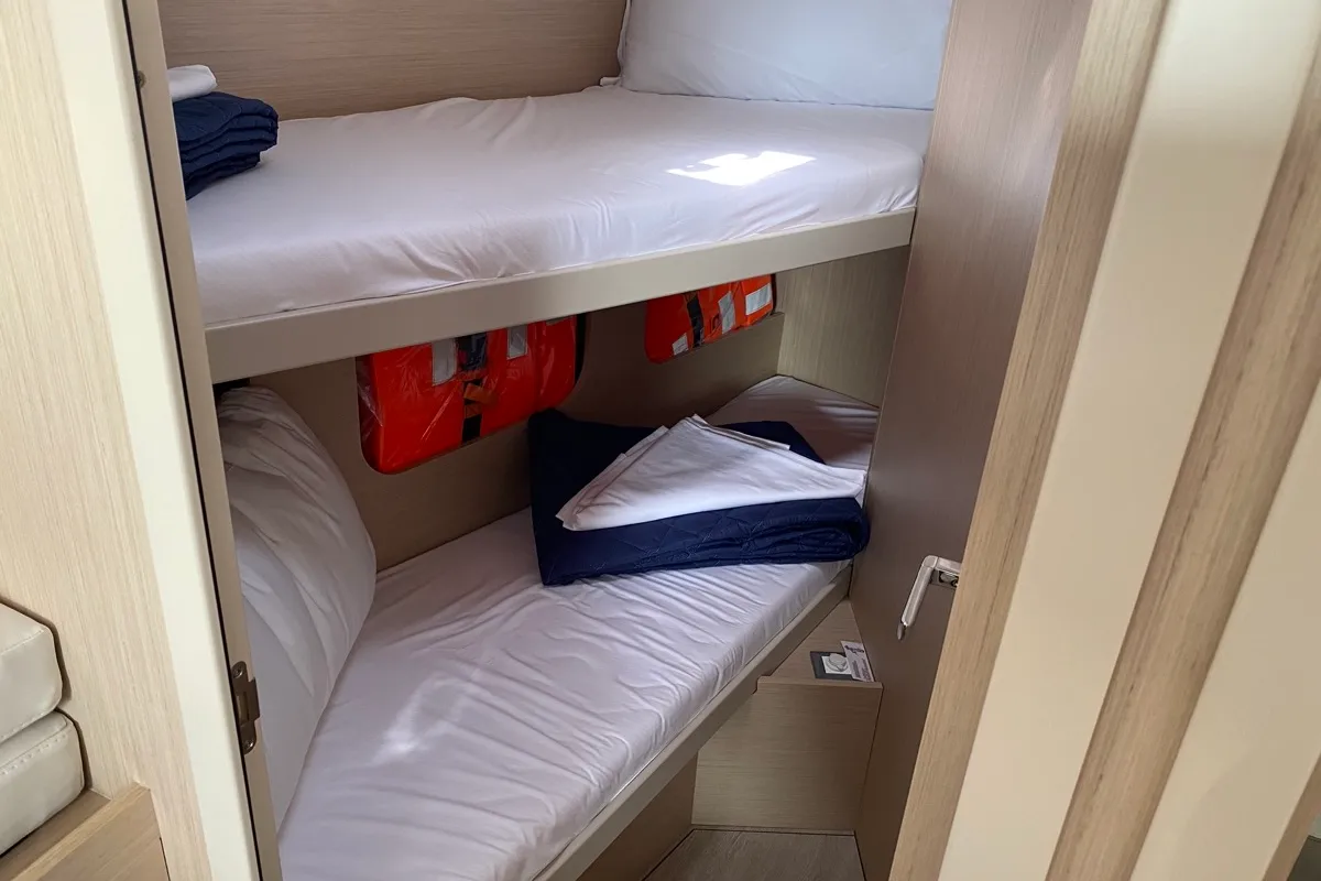Cabin on Blue Eyes II, a Beneteau Oceanis 40.1 sailboat at Olbia, Italy