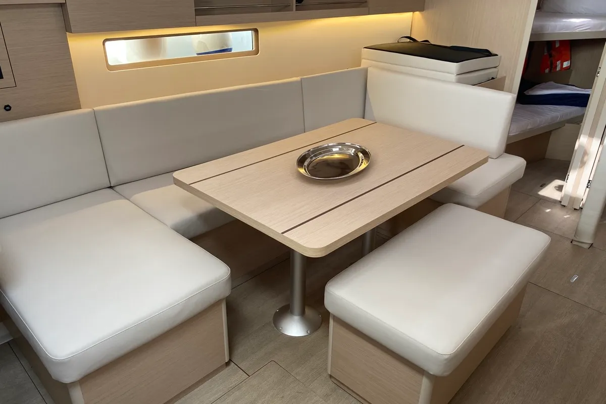 Salon of Blue Eyes II, a Beneteau Oceanis 40.1 sailboat at Olbia, Italy