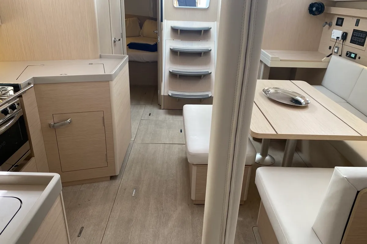 Salon of Blue Eyes II, a Beneteau Oceanis 40.1 sailboat at Olbia, Italy